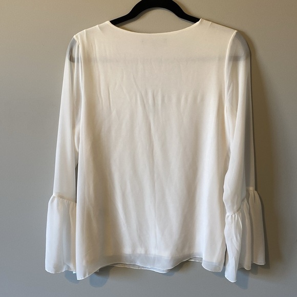 Banana Republic Georgette Bell Sleeve Sheer Overlay Blouse - Cream - Size Small - Picture 6 of 8